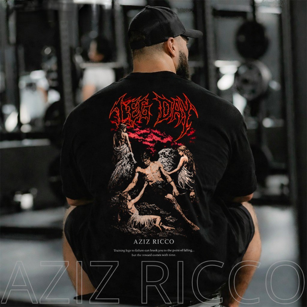 [Camiseta Vintage Masculina Algodão]HYP Camiseta Oversized Academia Anjo Caido Leg Day 100% Algodão Premium