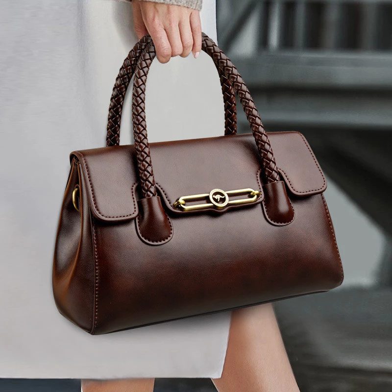 Bolsa de textura de alta qualidade, grande capacidade, elegante, simples, Diagonal, ombro, bolsa feminina — imagem 1