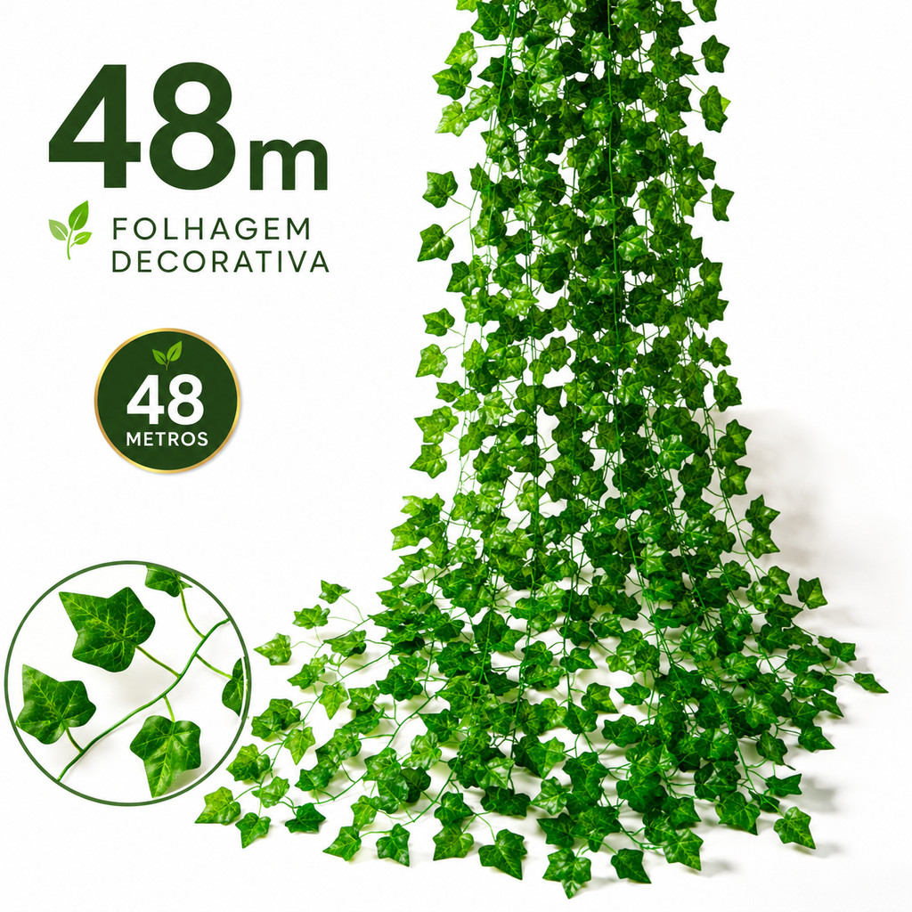 48 Metros Hera Trepadeira Artificial Verde Planta Pendente de Folhagem Realista Para Decoração