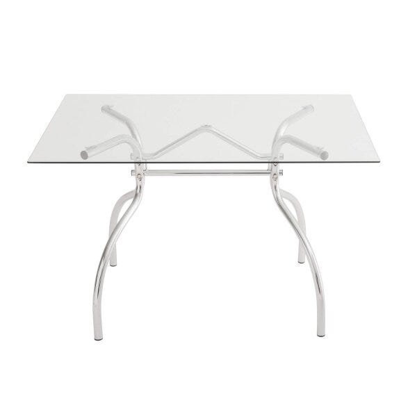 Mesa Retangular com Tampo de Vidro 4025 Transparente/Cromado