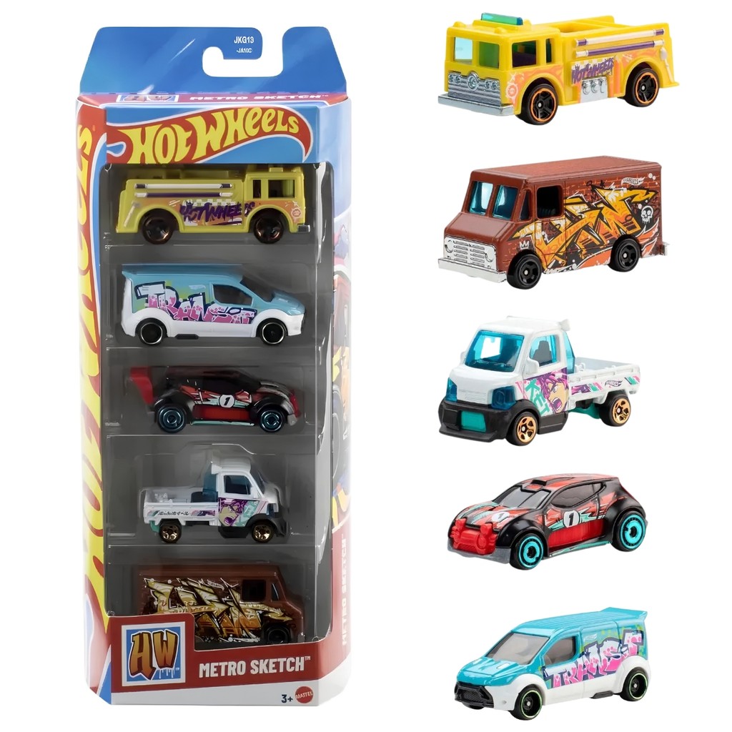 Pacote Hot Wheels 5 Carros Metro Sketch JGK13 - Mattel