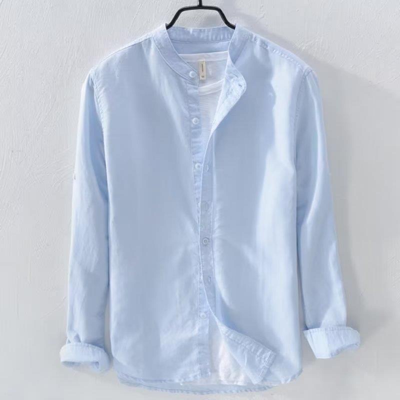 Camisa de linho de algodão Plus Size, camisa Casual de negócios, primavera outono, camisa de trabalho masculina, camisa 