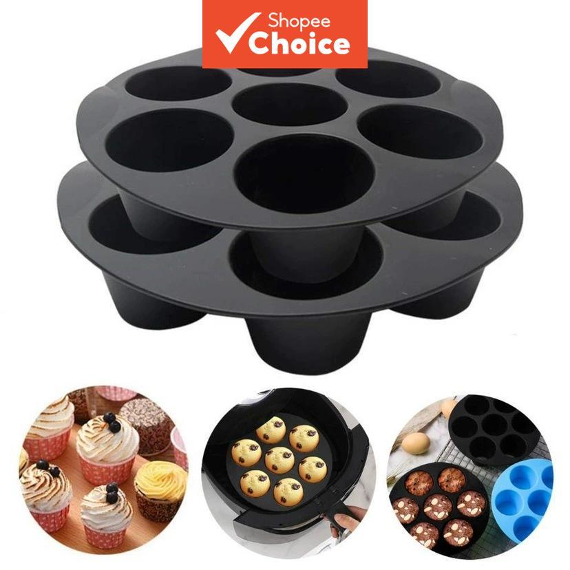 Conjunto de Moldes de Silicone para Air Fryer, 2 Peças, Molde de Bolo/Panqueca de Silicone, Conjunto Doméstico de