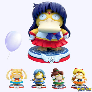 13cm Figura de Ação Pokémon Psyduck Sailor Moon Estatueta de Anime Estátua Minako Makoto Modelo Kawaii Decoração Ornamen