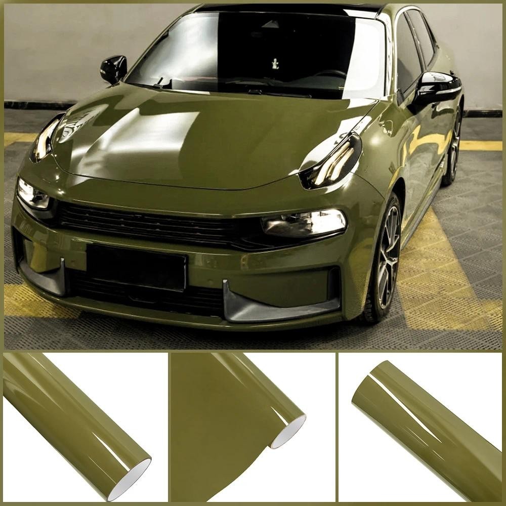 Cristal Brilhante Combate Verde PET Envoltório Filme De Vinil Carro Corpo Inteiro Capa Protetora Adesivo DIY Cor Decalqu
