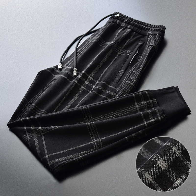 Calças bonitas masculinas na moda Casual xadrez calças primavera outono inverno 2023 novo estilo Street Wear Sweatpants