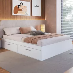 Cama Queen com Baú 4 portas para Colchão 198x158cm Multimóveis CR40133