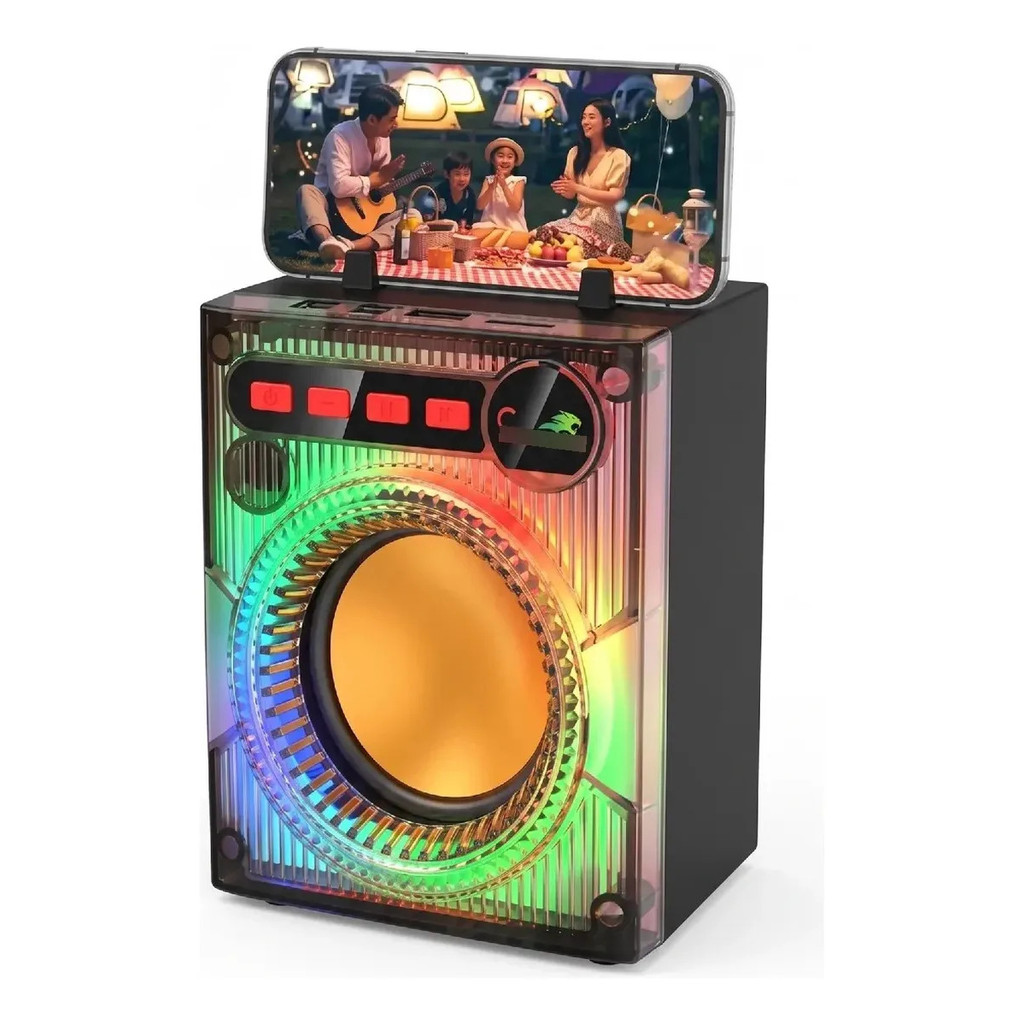 Mini Caixa De Som Com Led Rgb Bluetooth 8w Eletro Mex