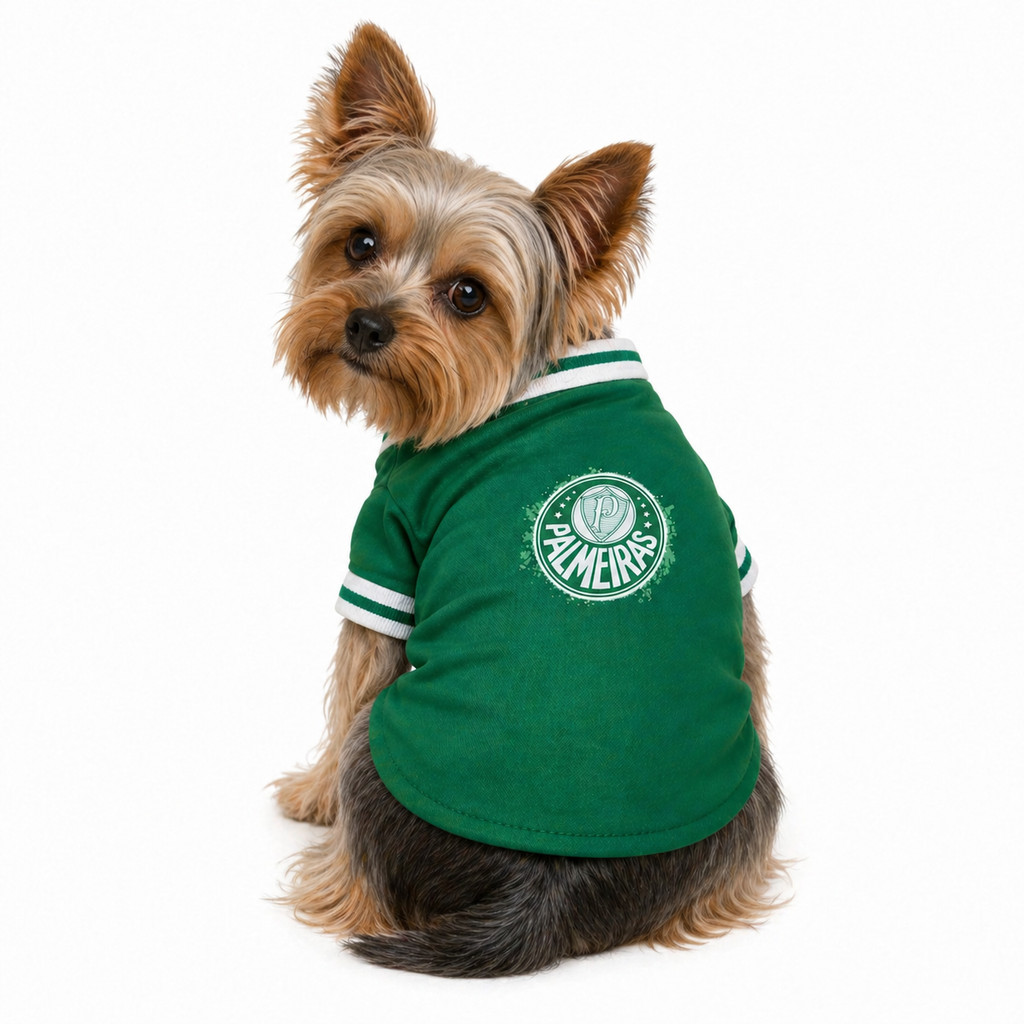 Camisa Pet Verde Inspiração Palmeiras Cães e Gatos TAM 4