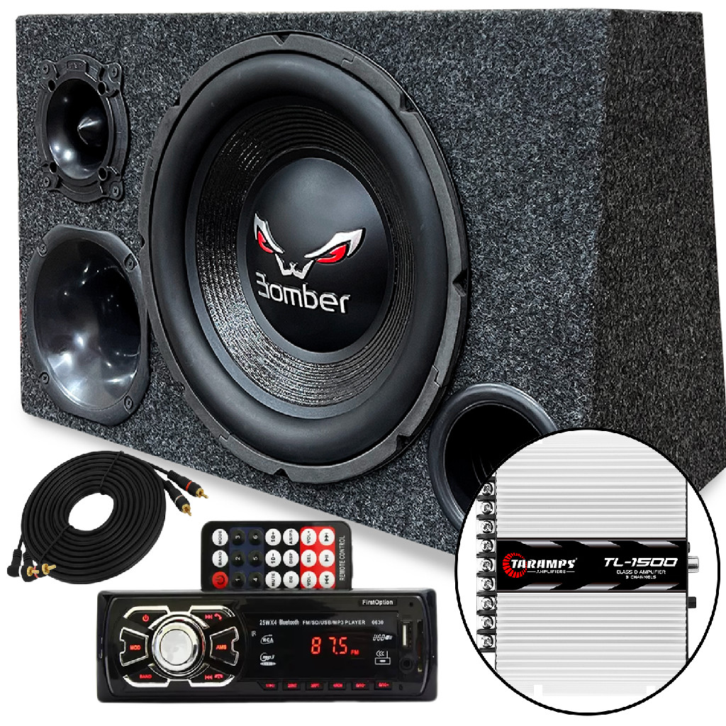 Caixa Trio 12 Bomber Dutada Completa Módulo Rádio Bluetooth