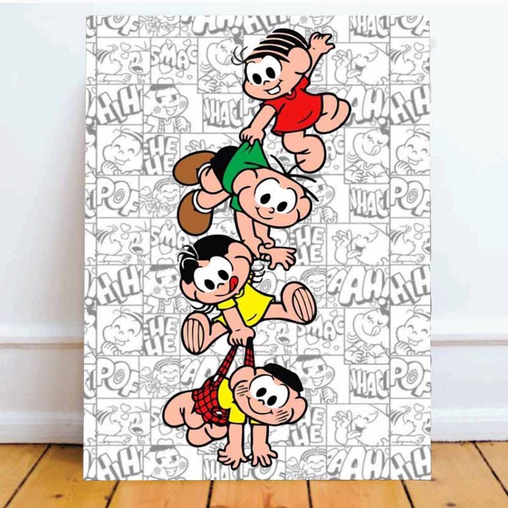 QUADRO EM MDF TURMA DA MONICA CEBOLINHA CASCÃO MAGALI Preço baixo