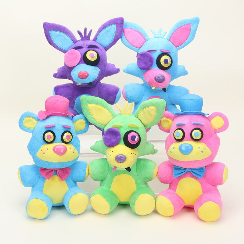 Boneco De Pelúcia Neon Freddy Blacklight 15-25cm  Five Nights At Freddy Blacklight Freddy Neon Bear Neon Foxy FNAF Plush