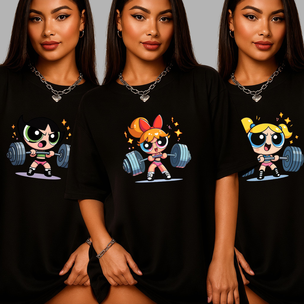 Camiseta Oversized Blusa Estilosa Feminina Meninas Super Poderosas 100% Algodão BT