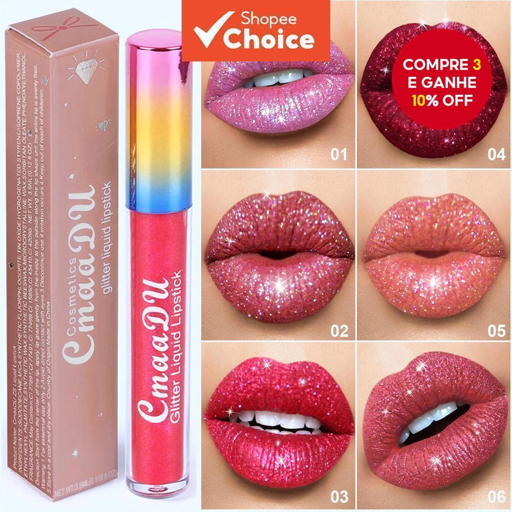 CmaaDu 1 Pcs Glitter Lip Gloss Batom De Longa Duração À Prova D'água E Não Desbotado Presente Perfeito Para Iniciantes A