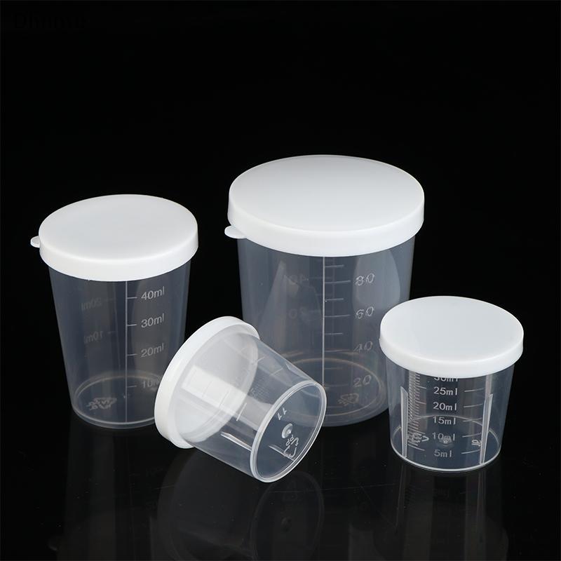 [Dhiint] 10 Pçs/Set 20/30/50/100ml Copos De Medição De Comprimidos Líquidos Transparentes Com Tampas Organizador De Viag