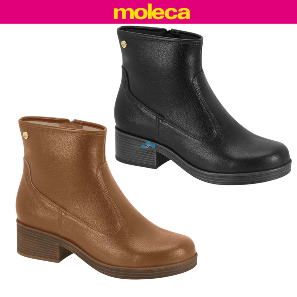 Bota Feminina Moleca Cano Curto Salto Médio Bloco Original