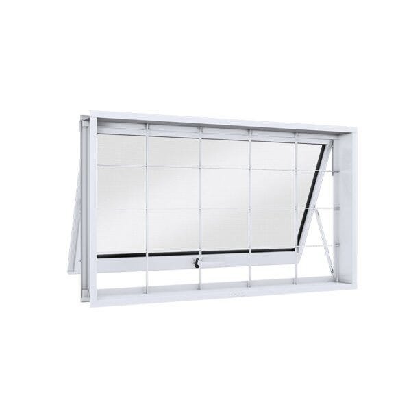 Janela de Aço Maxim-ar 60x80cm com Grade Quadrada Facilita Lucasa Branco
