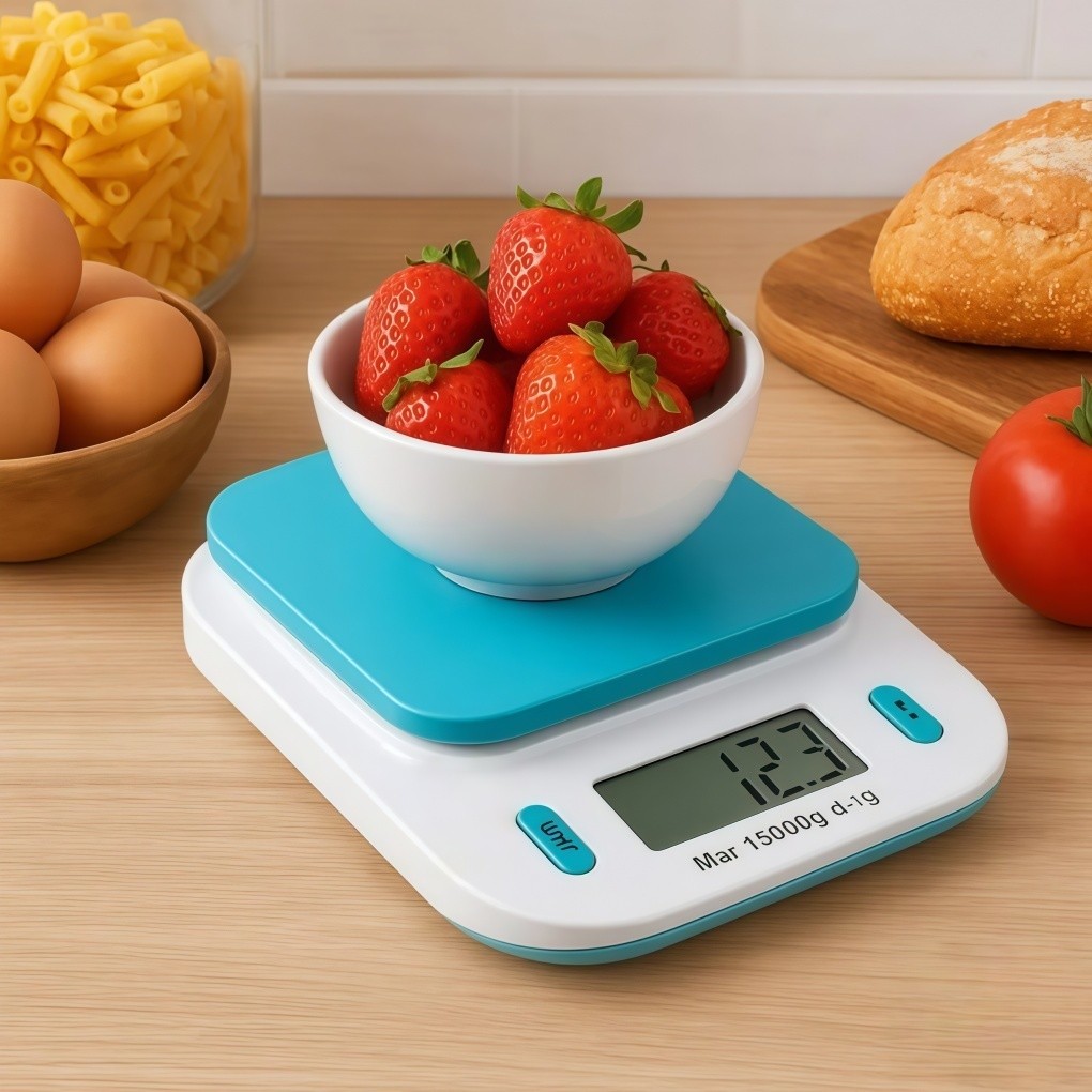 Balança Digital Para Cozinha Até 15kg | LCD Digital, Alta Precisão | Função Tara, Compacta e Prática