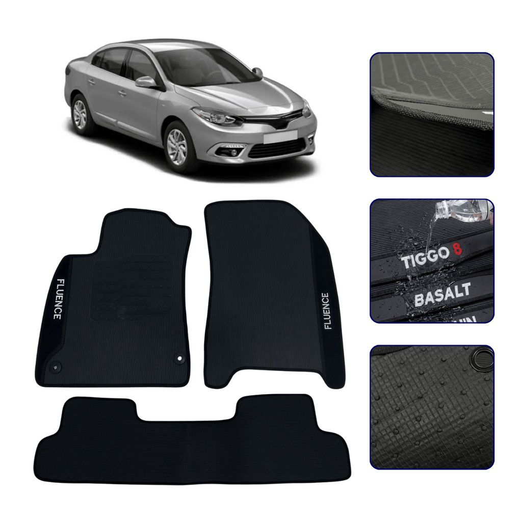 Jogo de Tapete Emborrachado para Fluence Todos os Anos Kit Automotivo Premium