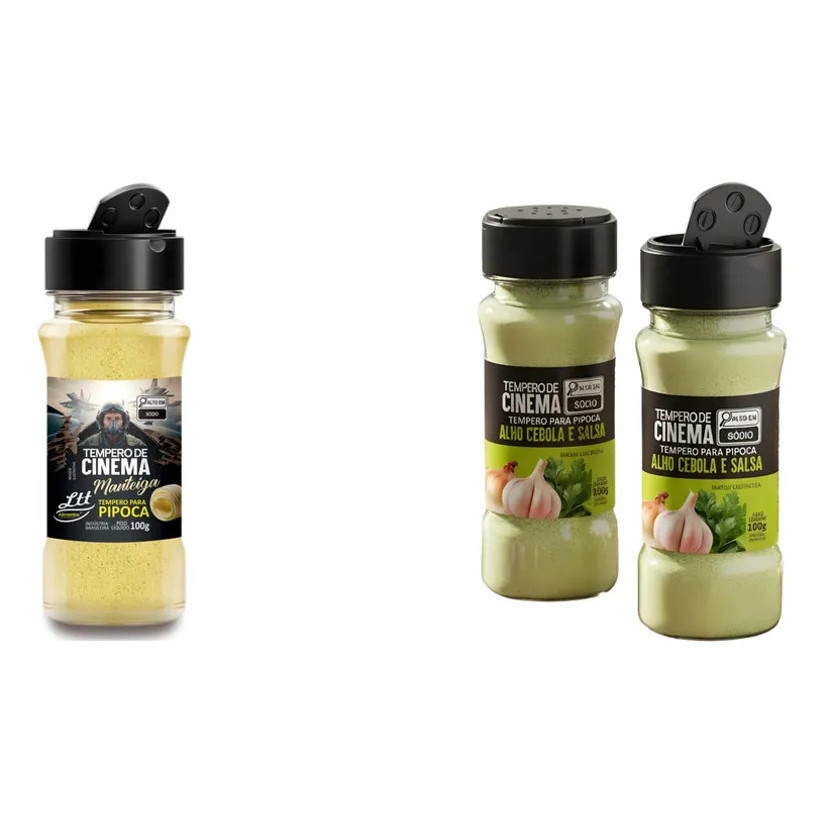 Kit Pipoca: Temperos Para Pipoca Manteiga 100g + Tempero Amanteigado Alho Cebola Salsa 100g -  - OFICIAL