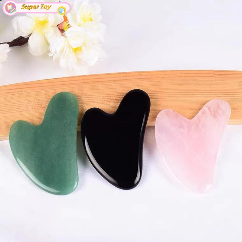 SUPERTOY 1PC Nova Pedra Gua Sha Placa De Massagem Para Rosto Rosa Quartzo Guasha Jade Massageador Raspadores Ferramentas