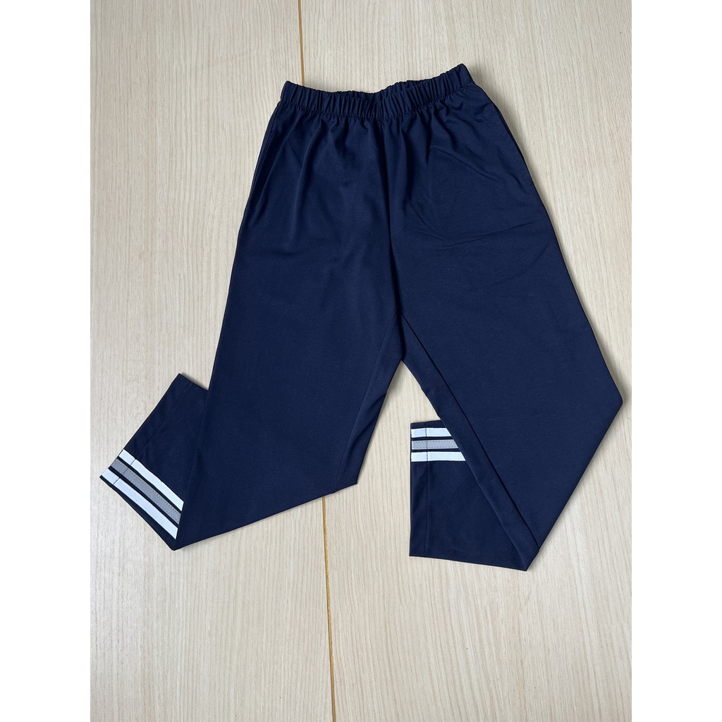 W inverno forro de lã azul marinho boca reta branco reflexivo branco três barras uniforme escolar calças júnior escola p