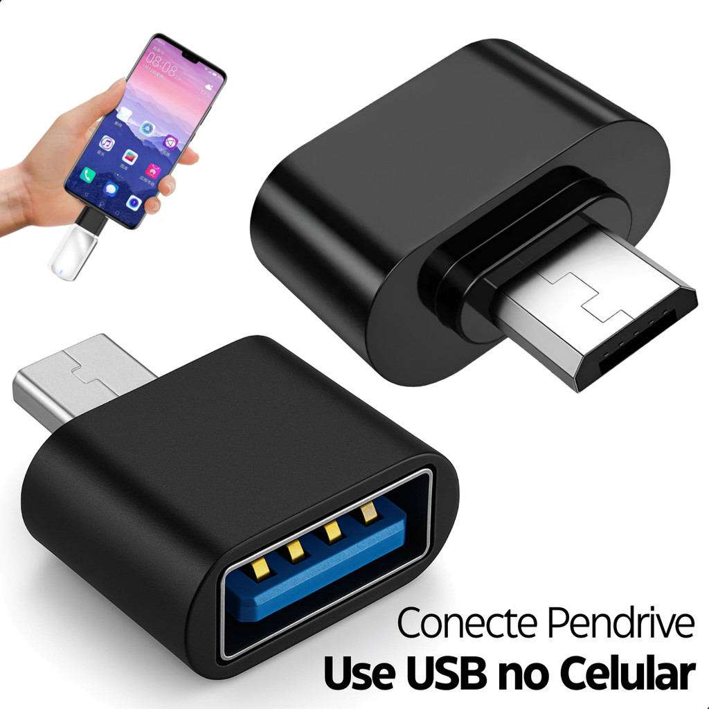 Adaptador Micro USB OTG Conversor Para USB V8 2.0 Dados Android Pendrive