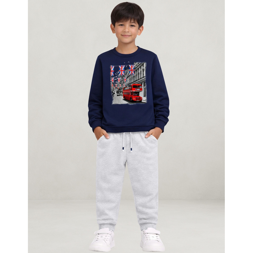 Conjunto Infantil Milon Menino Inverno Blusa Malha e Calça De Moletom Peluciado Confortável 2001539
