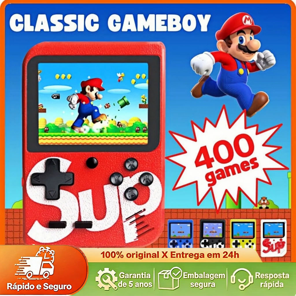 Mini Videogame Sup Game Box 400 Jogos Em 1 Antigos Portáteis Com Controlador Para 2 Pessoas