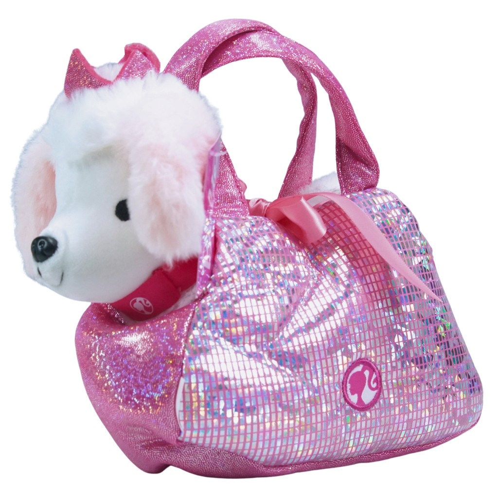Barbie Pelúcia Na Bolsa Rosa Cachorro Branco F0056-8F - Fun