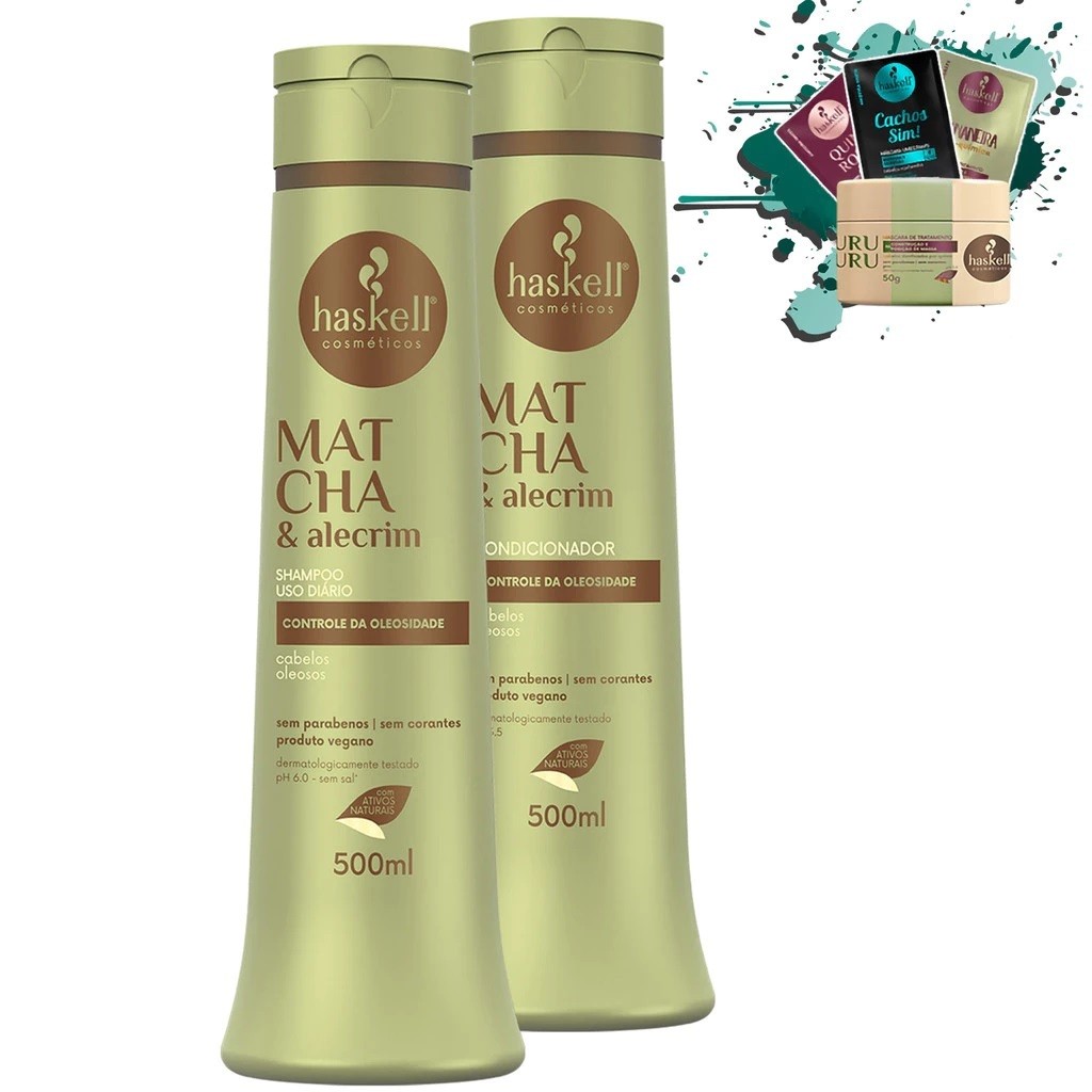 Shampoo e Condicionador Matcha e Alecrim 500ml Haskell