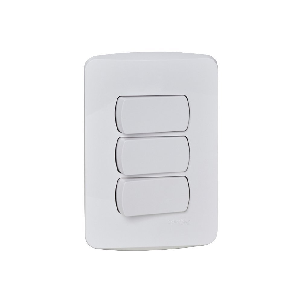 Conjunto 3 Interruptores Schneider Miluz - 10A 250V Simples Horizontal Branco