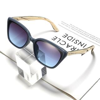 Óculos de sol femininos com armação estreita estilo «olho de gato», em madeira de bambu, design minimalista e versátil, 