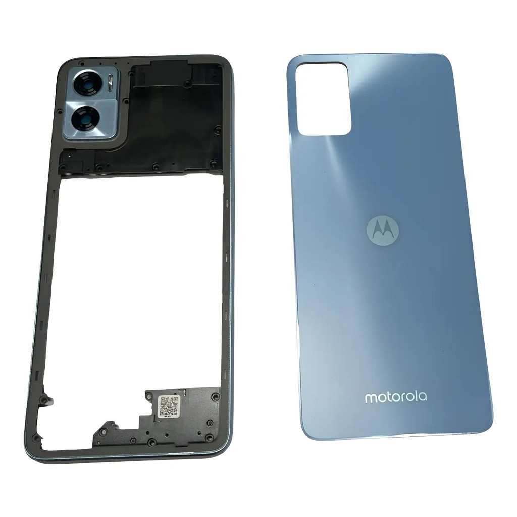 Carcaça Aro Lateral + Tampa Traseira Para Motorola E22 Azul