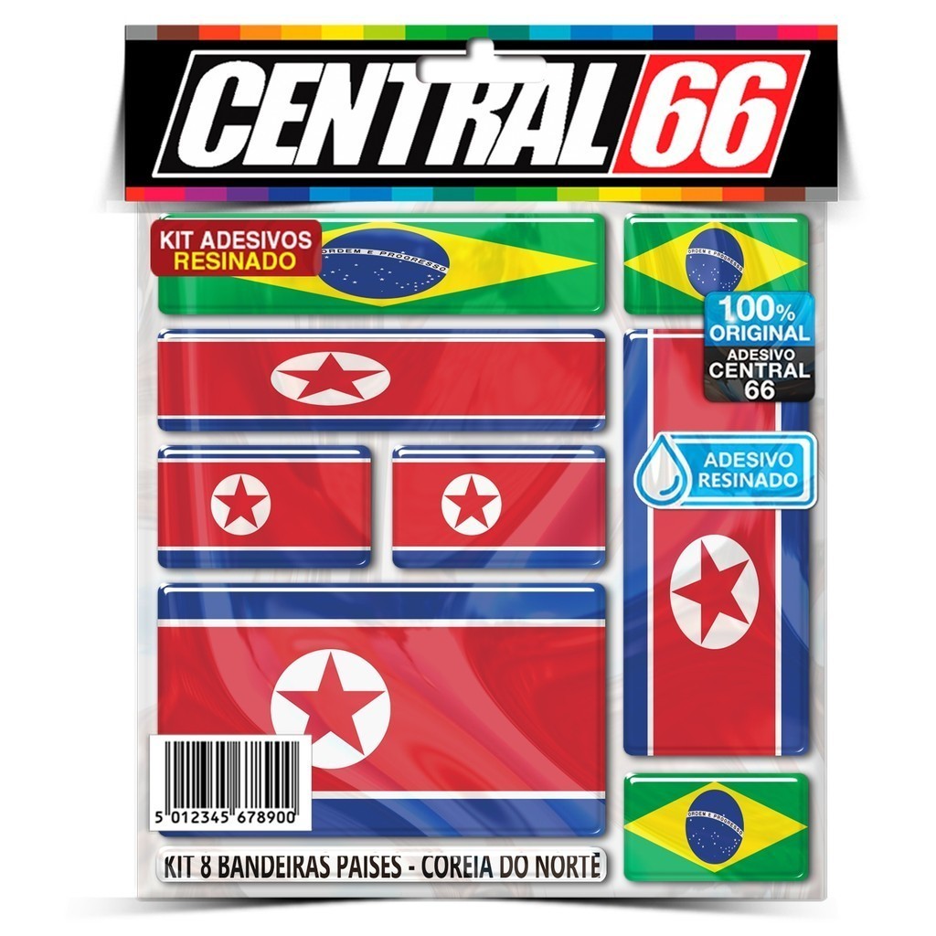 Kit 8 Bandeiras Países Emborrachados Resinados Coreia Do Norte Emblema em Adesivo de Alta Qualidade
