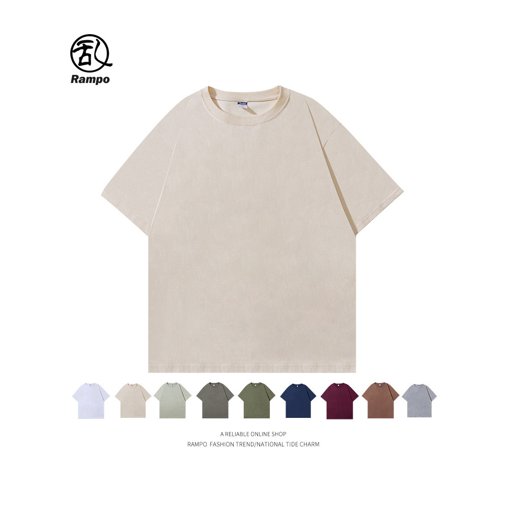 Estilo japonês 240g puro algodão cor sólida manga curta camisa de fundo camiseta homens mulheres casais meia manga camis