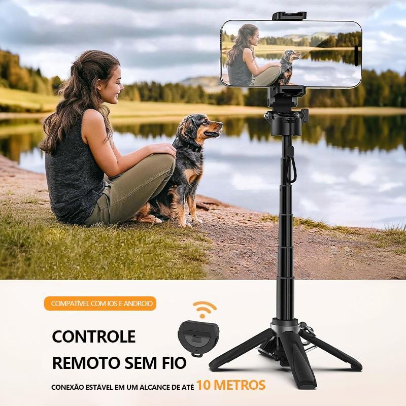 Mini tripé para selfie com celular  Retráctil 37cm com Bluetooth controle remoto liga de alumínio Ultraleve