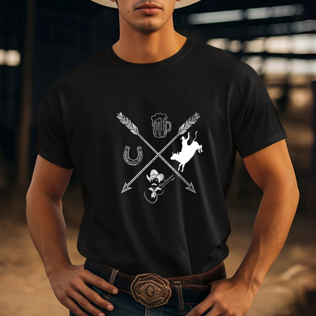 Camiseta Masculina Tião Peão Country Rodeio Agro Roça Countryside Cowboy Boiadeiro Western