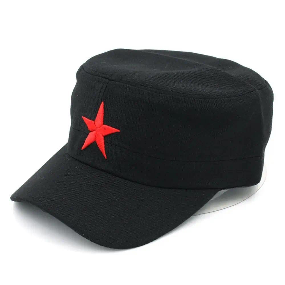 Cores Sólidas Masculino Feminino Boné Cadete Patrulha Chapéu Golfe Condução Estrela Vermelha Pentagrama Casual