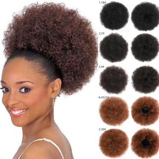 Penteado afro encaracolado de tamanho grande, comprimento 8 polegadas, diâmetro 20 cm, altura 12 cm. Rabo de cavalo afro