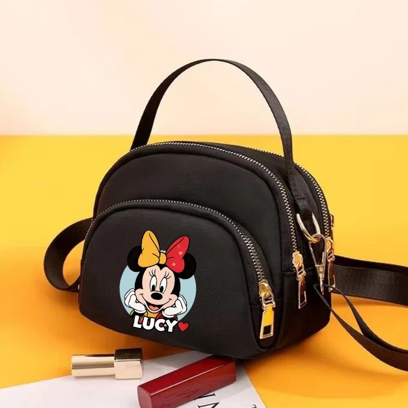 Bolsa transversal do Mickey Mouse, bolsa de ombro feminina com estampa da Minnie, grande capacidade, alta qualidade.