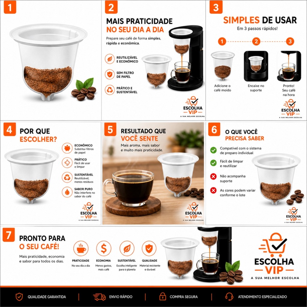 Combo 4 Refil Coador de Café Reutilizável Filtro Permanente