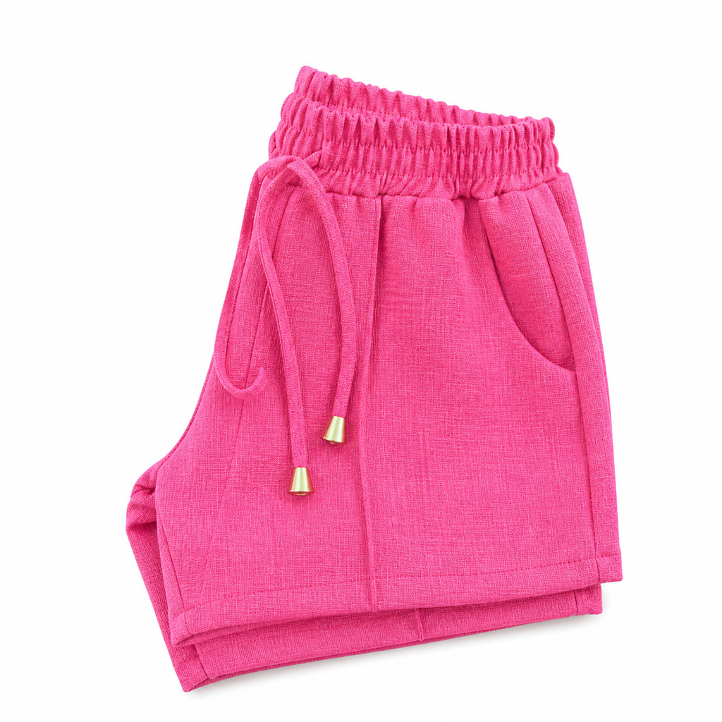 Bermuda Linho Infantil Menino Menina 2 ao 12 Com Cordão Cintura Elástica Leve Confortável Verão Casual