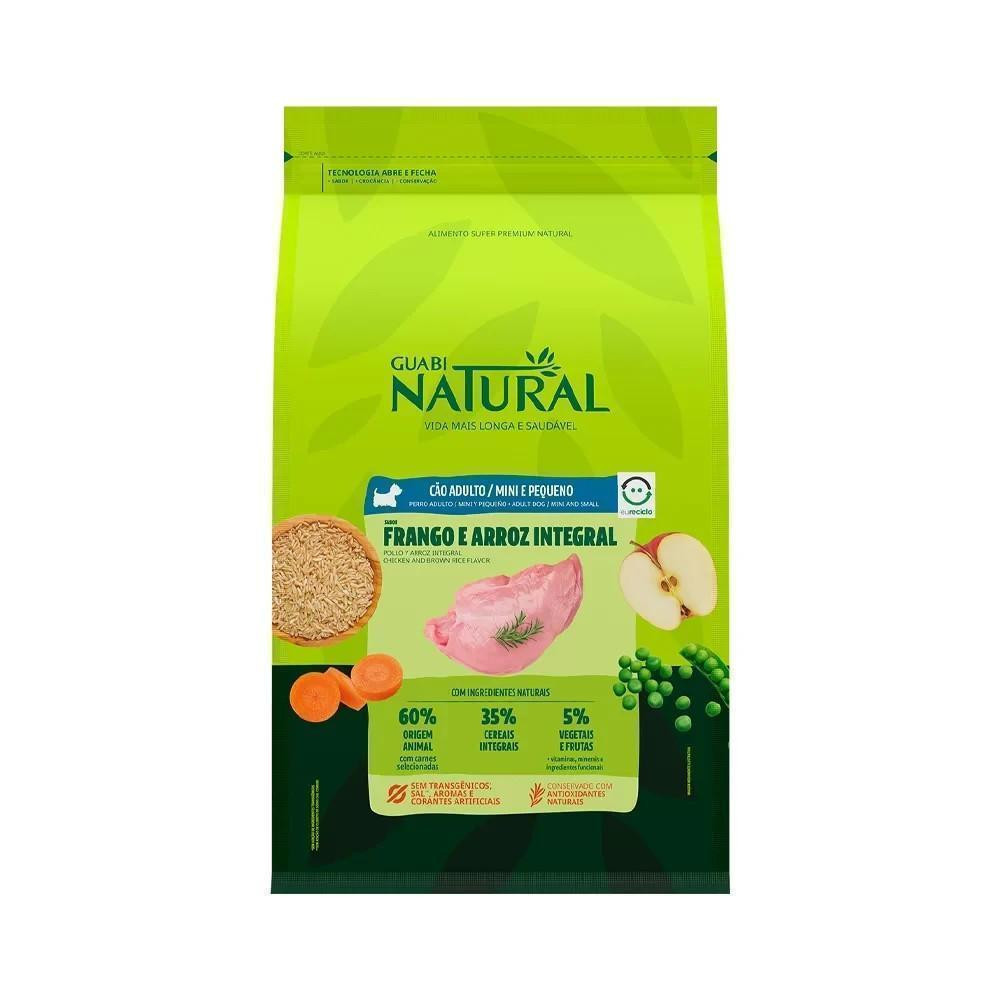 Ração Guabi Natural Cão Adulto Mini e Pequeno Frango e Arroz Integral 2,5Kg