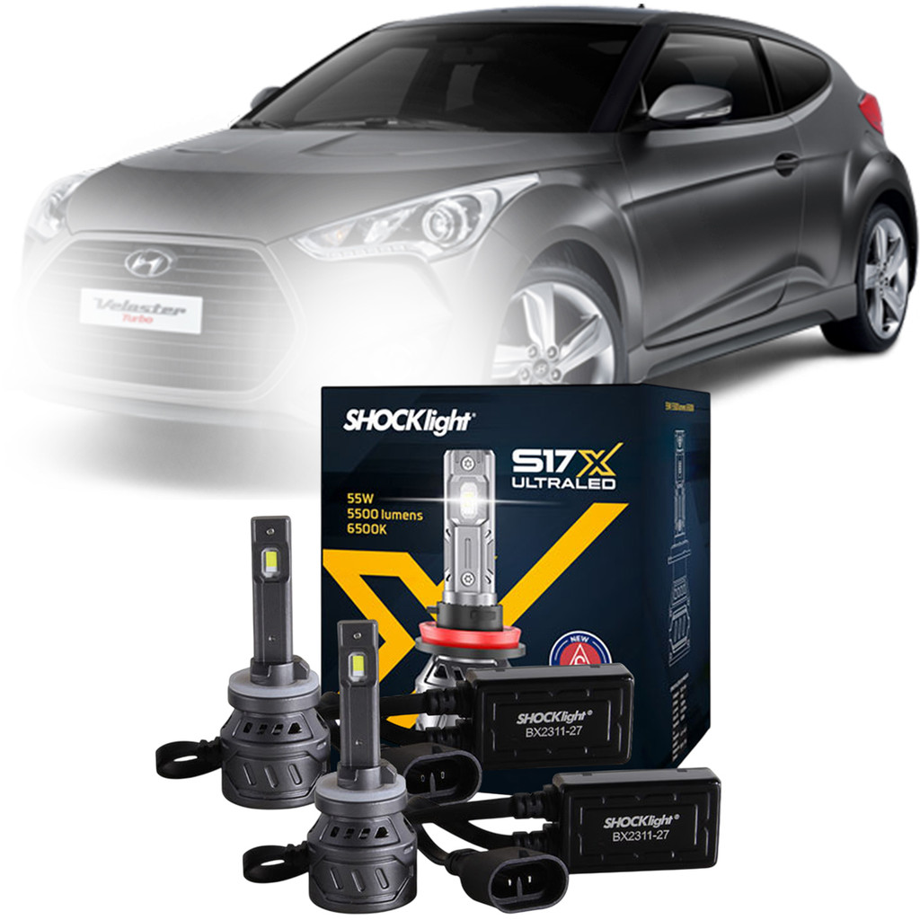 Kit Lampadas Ultra LED S17x Anti Erro Painel Hyundai Veloster 2011 2012 2013 Farol de Milha