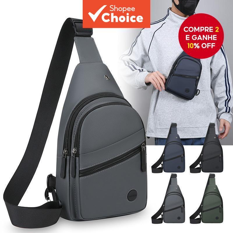 Mochila de peito estilo coreano na moda, casual e elegante, com grande capacidade, à prova d'água, resistente ao