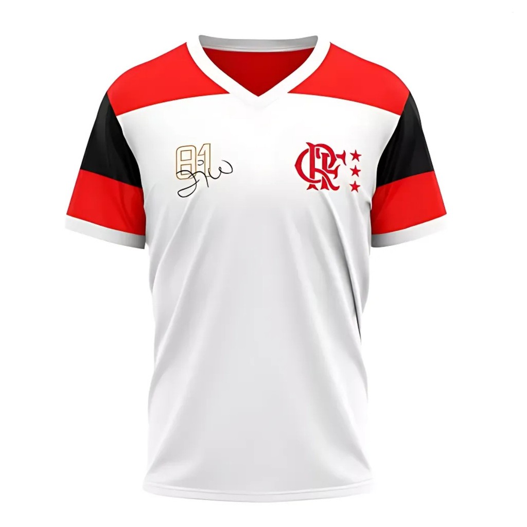 Camisa Flamengo Masculina Zico 81 Branca Oficial Licenciada
