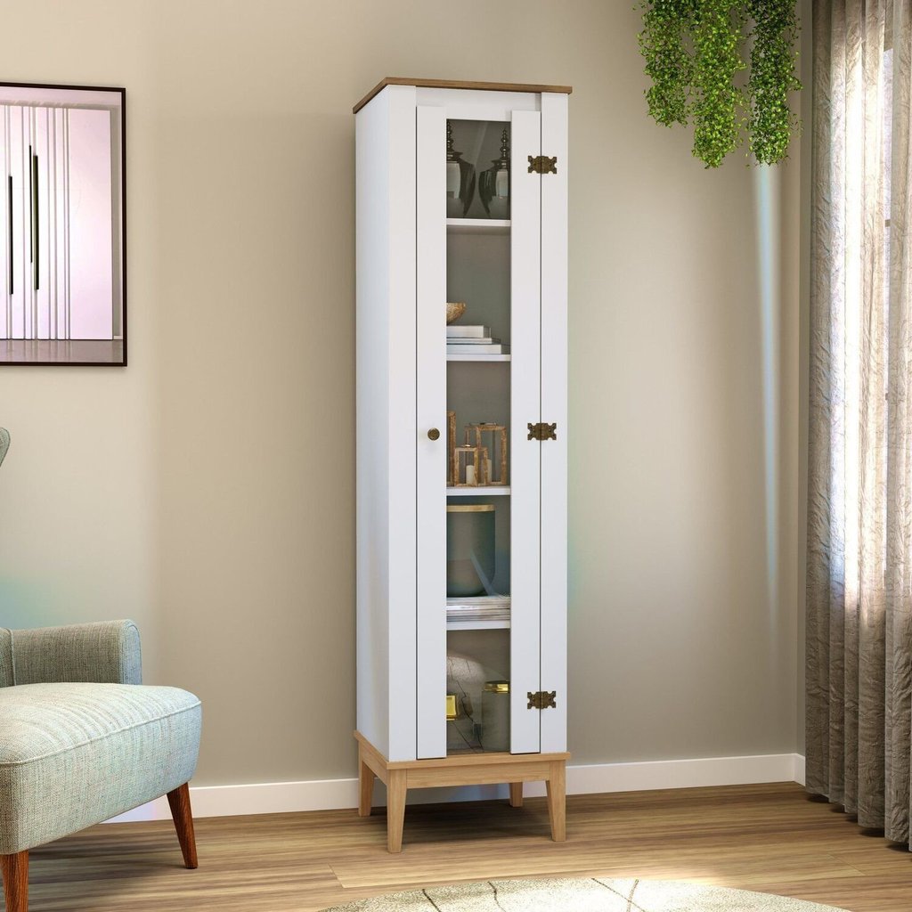 Cristaleira - Colonial 450cm x 1800cm x 405cm 1 Porta Branco/Mel