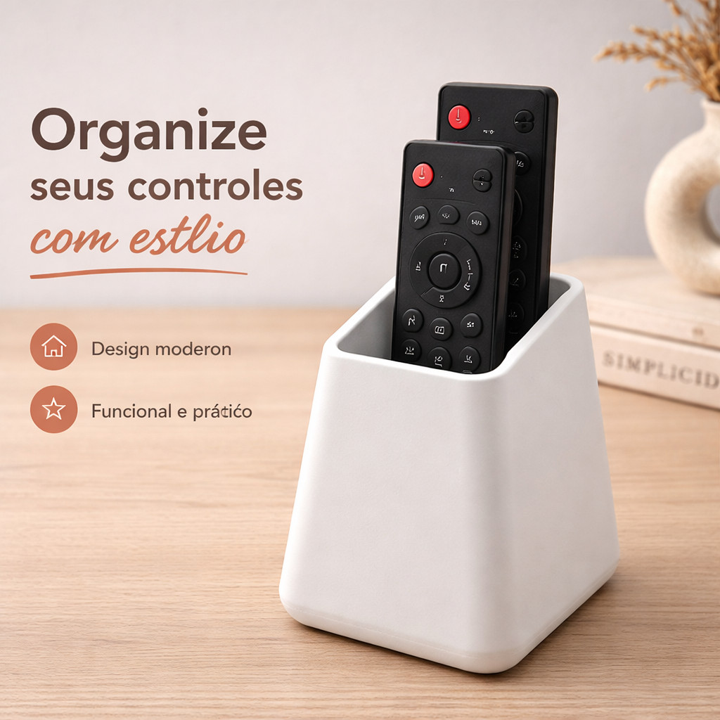Porta Controle Remoto Decorativo Organizador Minimalista Sala Mesa
