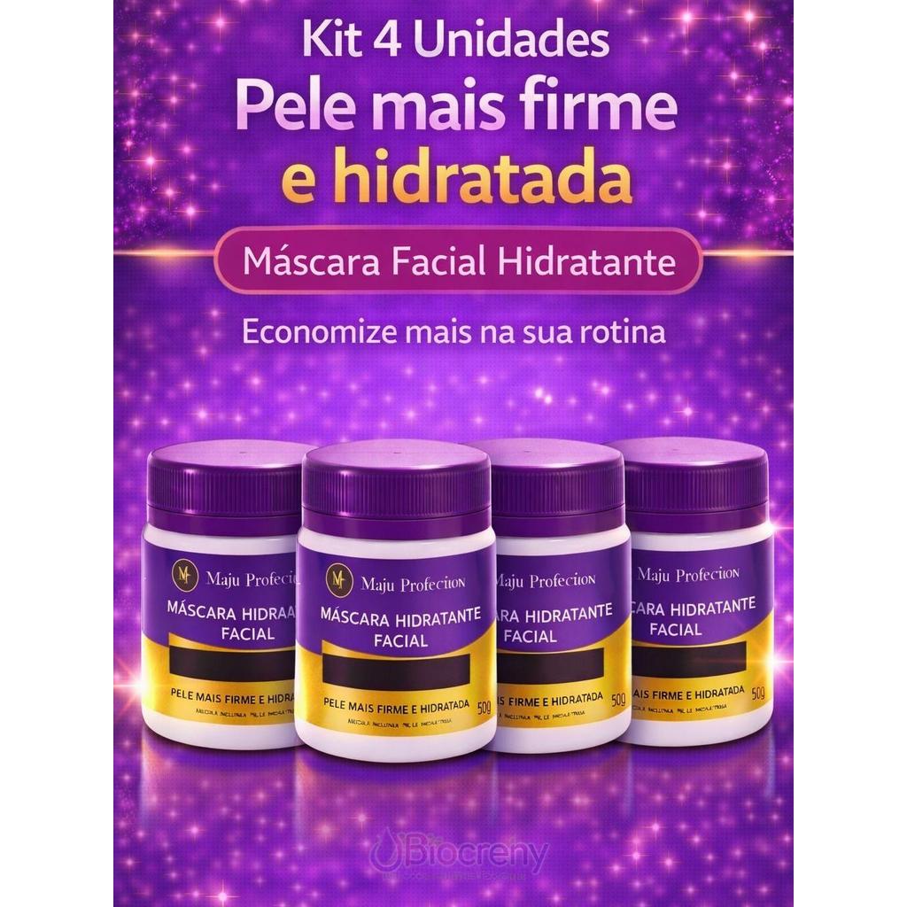 Kit 4 Máscaras Faciais Hidratantes 50g |Rotina Completa para Pele Macia jovem